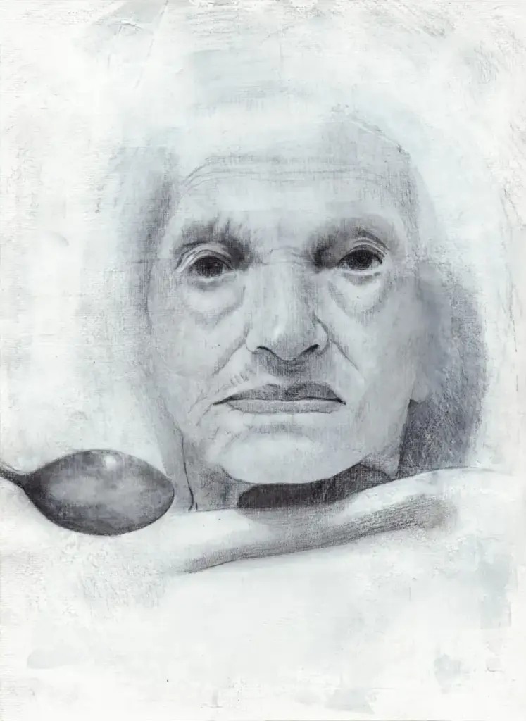 Ritratto di Nonnina, studio di dettaglio per l'opera "Nobody puts baby in a corner".