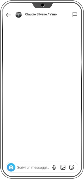 Smartphone con screenshot di Instagram direct per contattare Claudio Silvano tramite chat